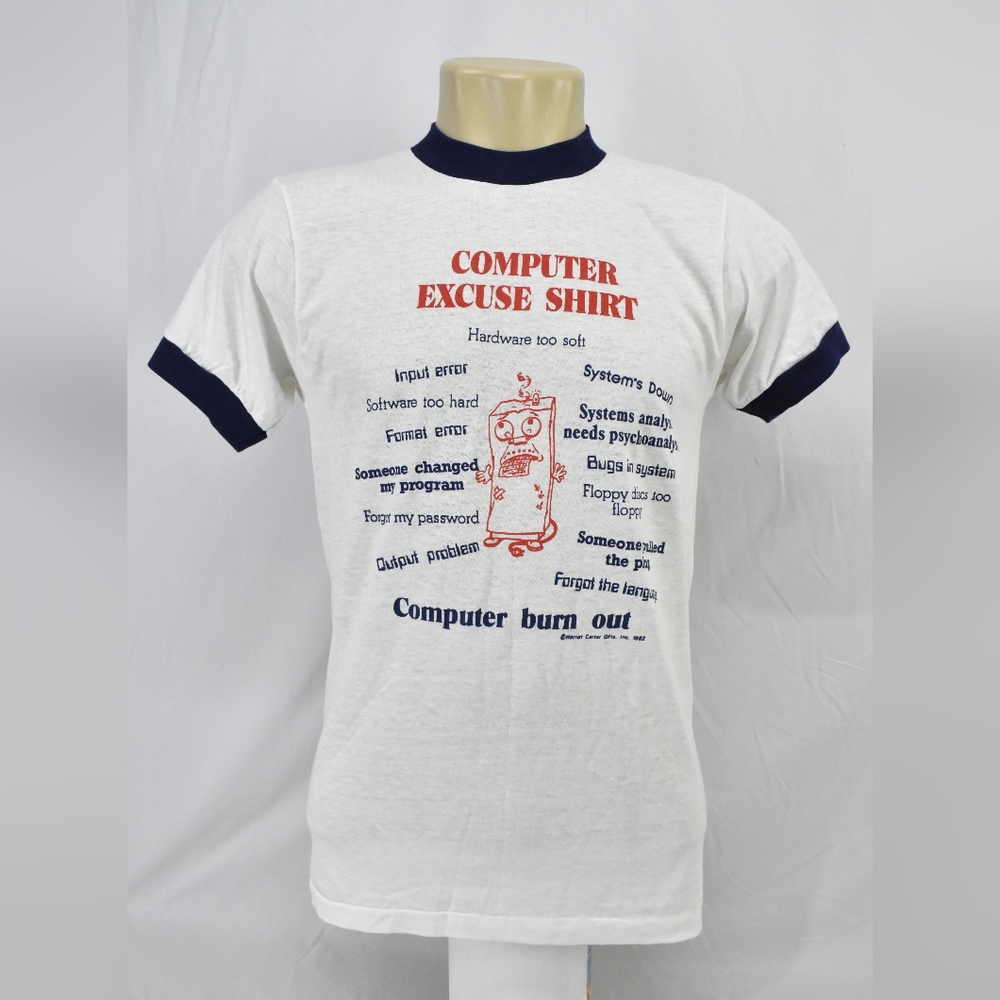 Vintage 80's Touch Of Gold Printed T-Shirt " Computer Excuse Shirt" Size:M.